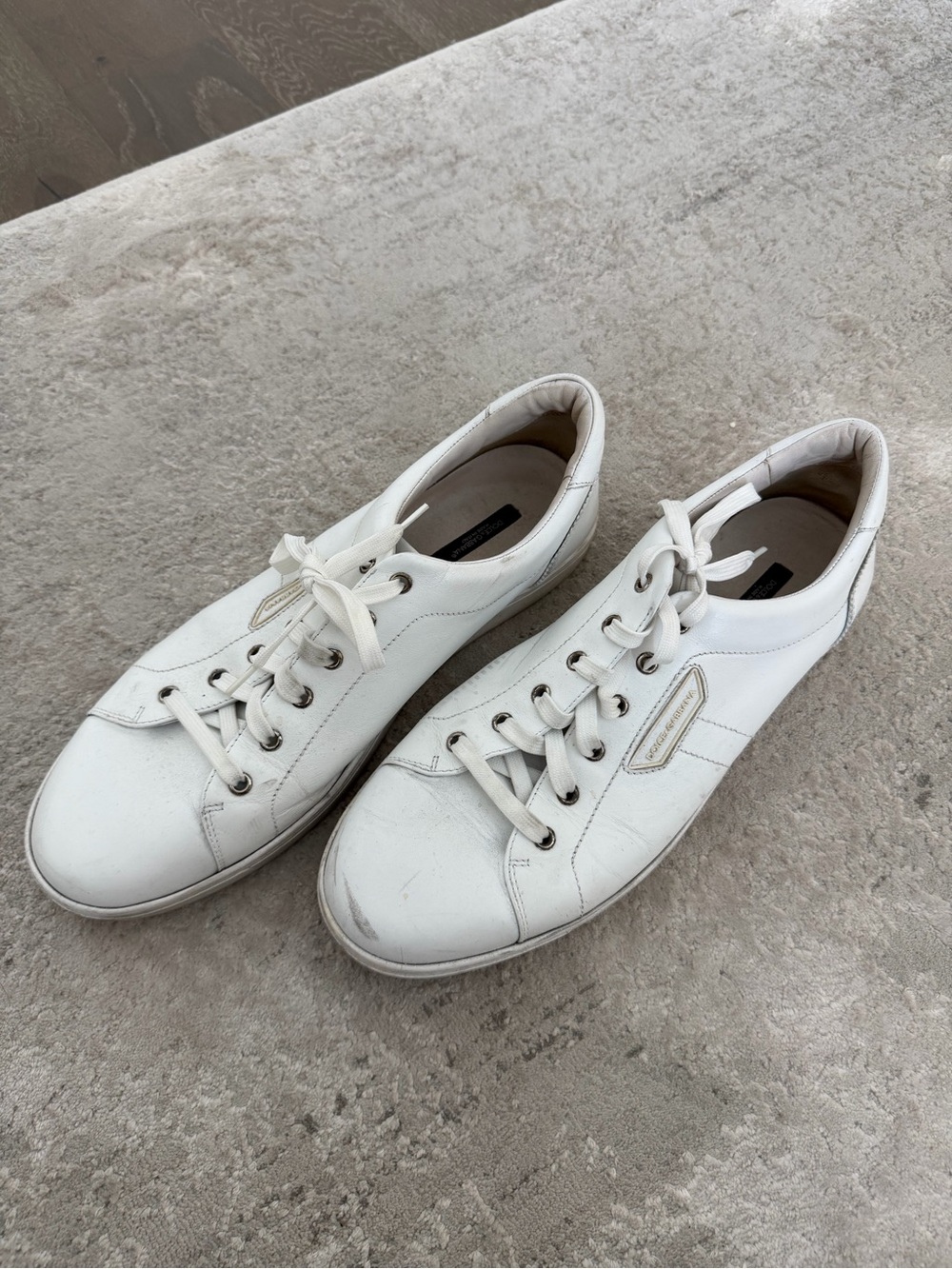 Dolce & Gabbana White Leather Men's Sneakers